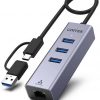 Unitek Hub USB C 4w1 Ethernet 3 x USB A 5 Gbps z adapterem USB A