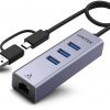Unitek Hub USB C 4w1 Ethernet 3 x USB A 5 Gbps z adapterem USB A